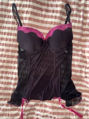 Black and pink corset bra top